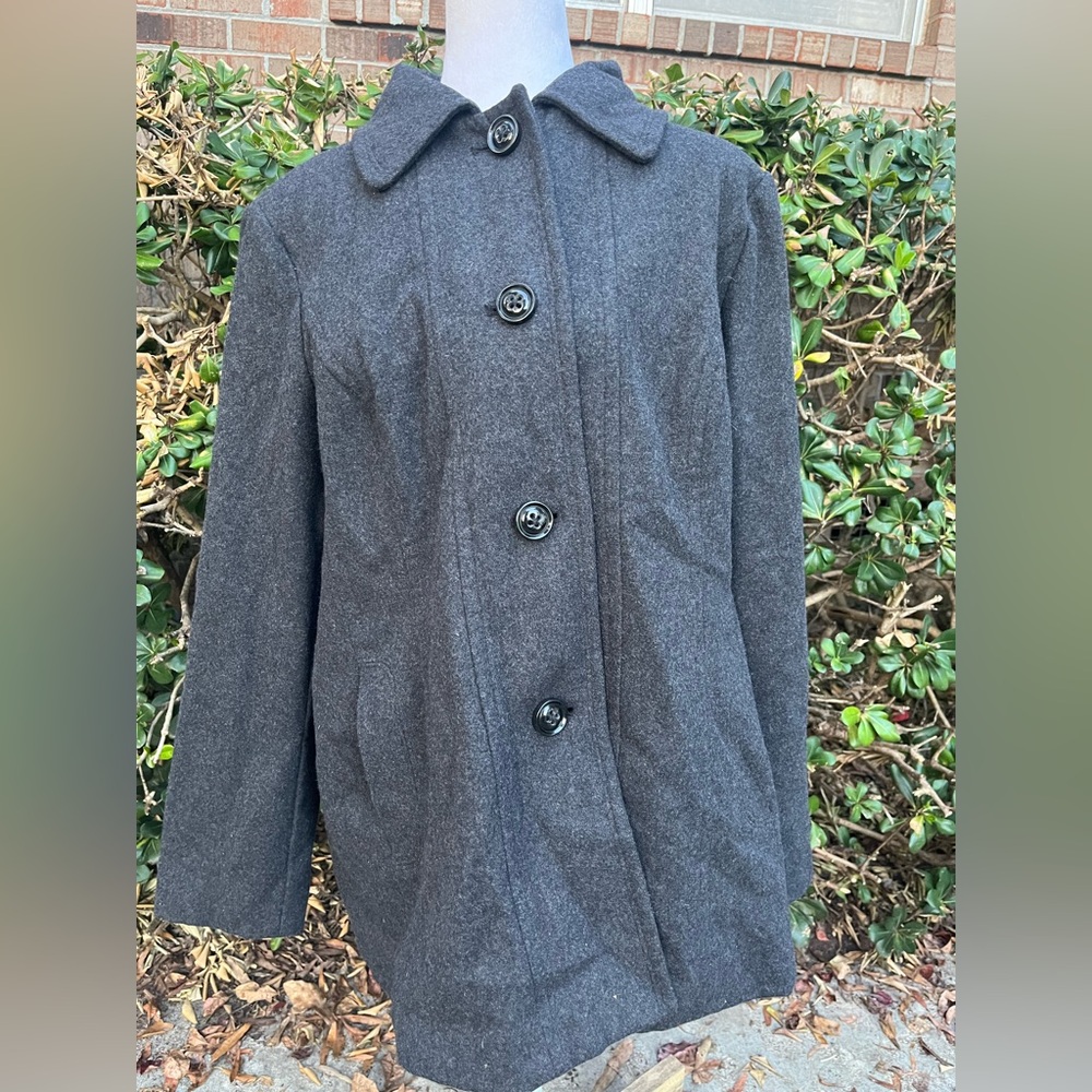Women's London Fog XL Wool Blend Gray Coat